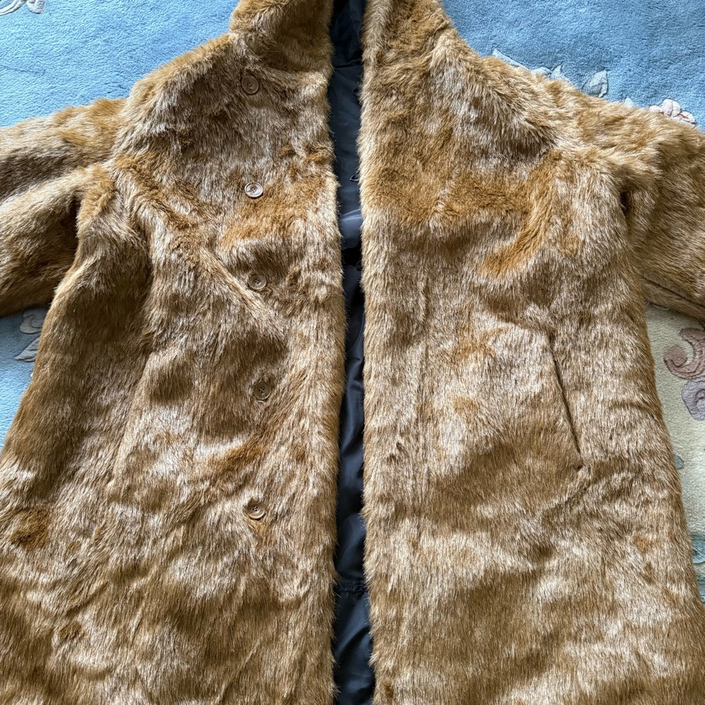 Roamans Black & Brown Reversible Faux Fur Full‑Length Trench Coat Plus Size Cozy - Picture 12 of 16